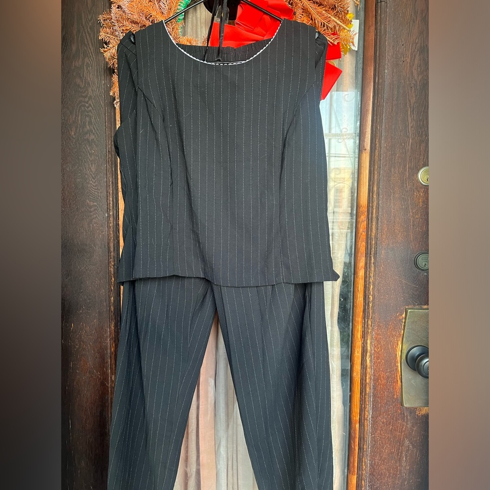 R&K Black Pinstripe Pantsuit